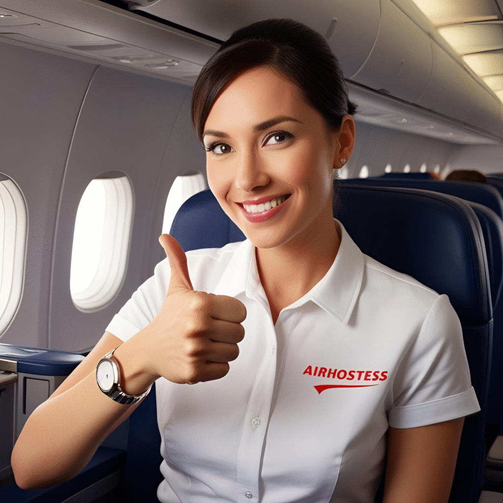 Airhostess Showing Thumbs up
