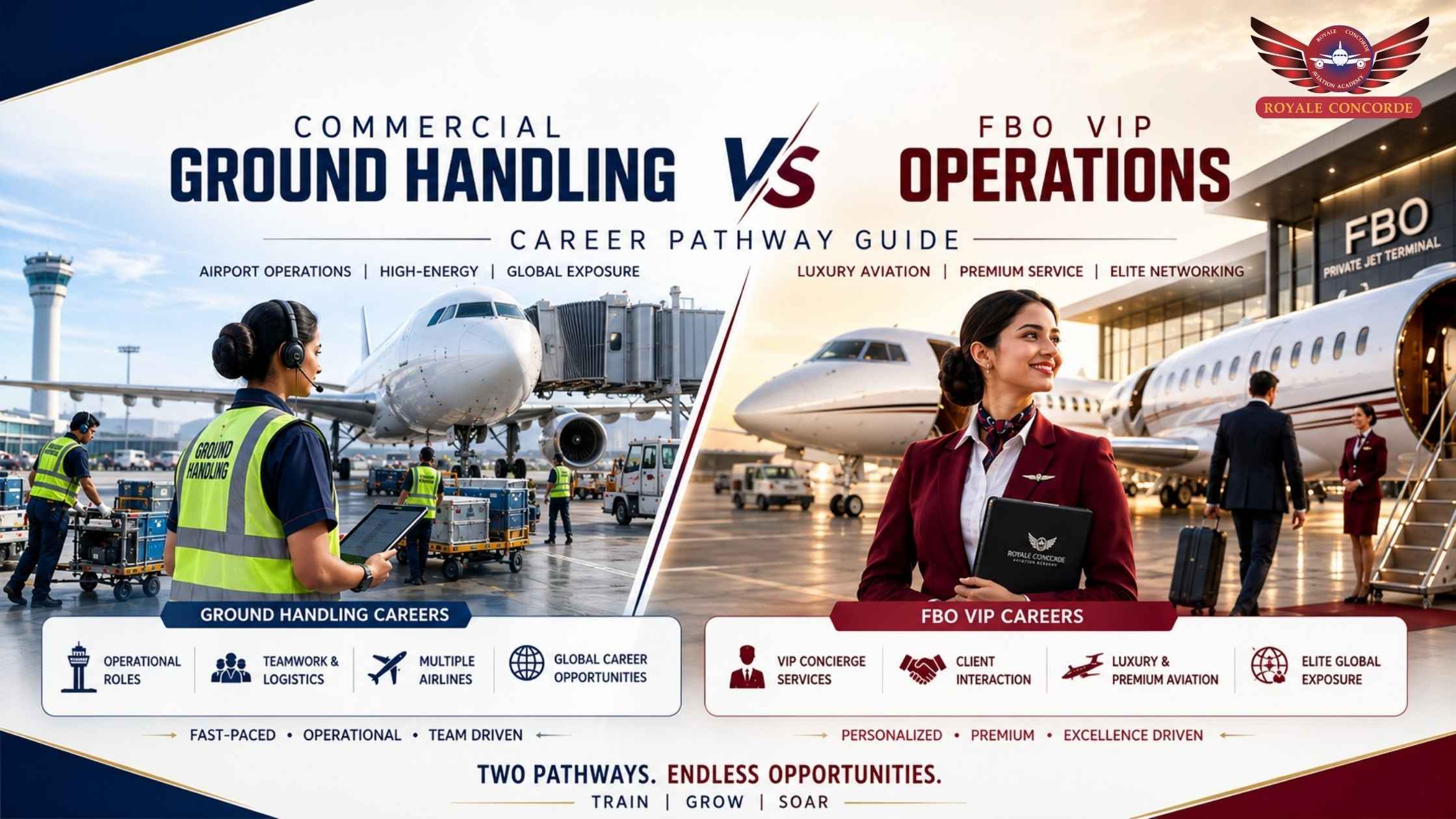 Commercial Ground Handling vs FBO VIP Operations: Career Pathway Guide
