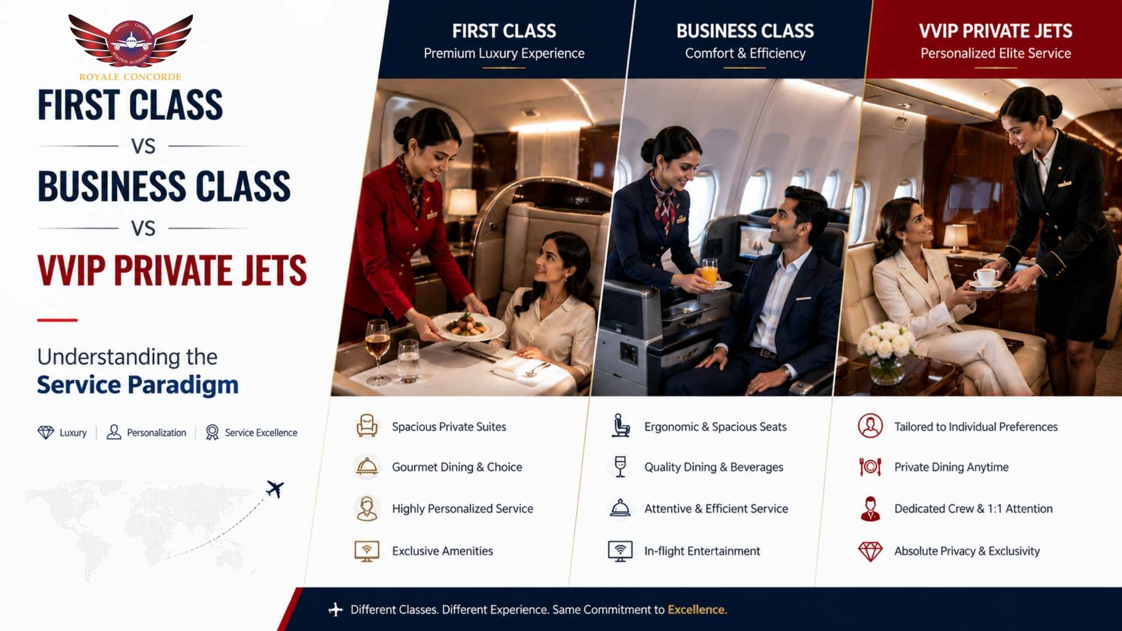 First Class vs Business Class vs VVIP Private Jets: Service Paradigm Dictionary