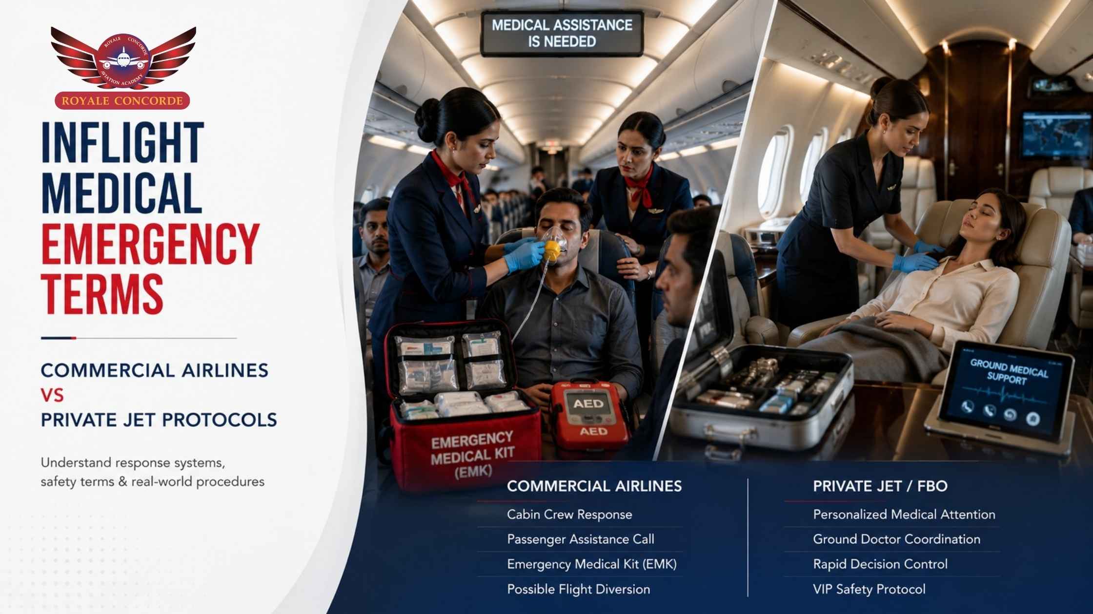 Inflight Medical Emergency Terms: Commercial Airlines vs Private Jet Protocols